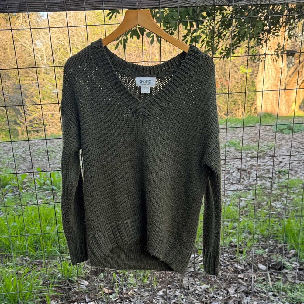 Victoria's Secret Dark Green V-Neck Sweater